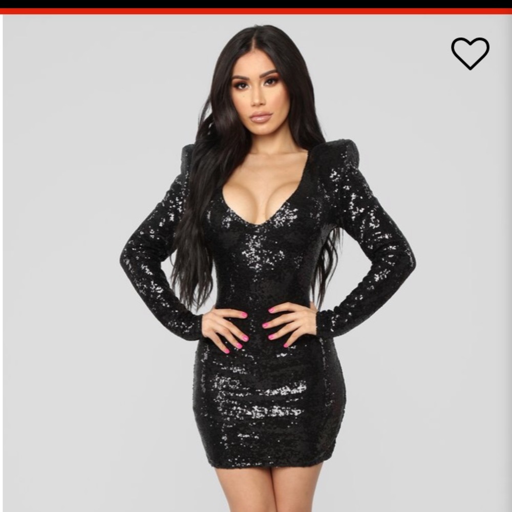 NWT Fashion Nova “here to shine” black dress!